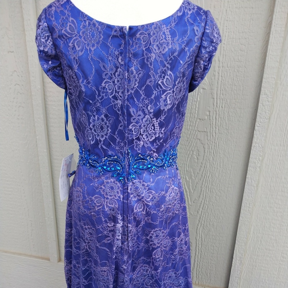 Bonny Prom Dress sz 12 Maxi Lace Jeweled Purple Fairy Romantic Modest Boho NEW - Picture 6 of 10
